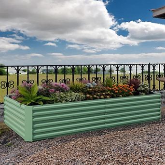 2 Pack Square Raised Galvanized Steel Garden Beds with Dual Open Bottom for Vegetables Flowers