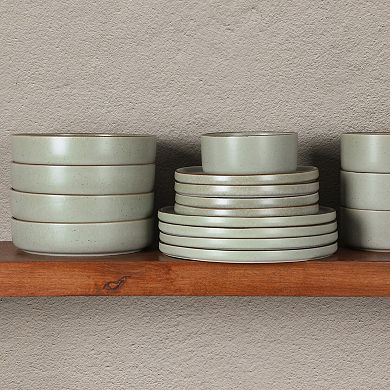 Gibson Elite Gelston Stoneware Matte Reactive Glaze 16 Piece Plates and Bowl Dinnerware Set