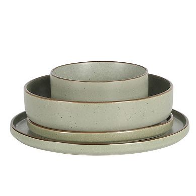 Gibson Elite Gelston Stoneware Matte Reactive Glaze 16 Piece Plates and Bowl Dinnerware Set