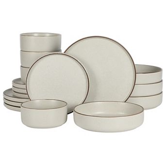 Gibson Elite Gelston Stoneware Matte Reactive Glaze 16 pc Plates and Bowl Dinnerware Set
