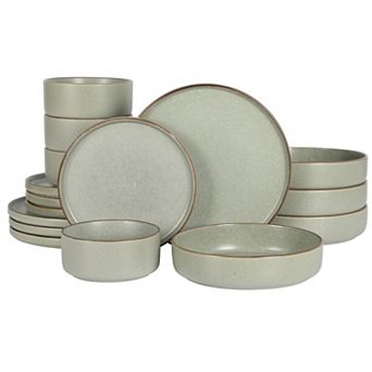 Gibson Elite Gelston Stoneware Matte Reactive Glaze 16 pc Plates and Bowl Dinnerware Set