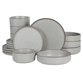 Gibson Elite Gelston Stoneware Matte Reactive Glaze 16 pc Plates and Bowl Dinnerware Set