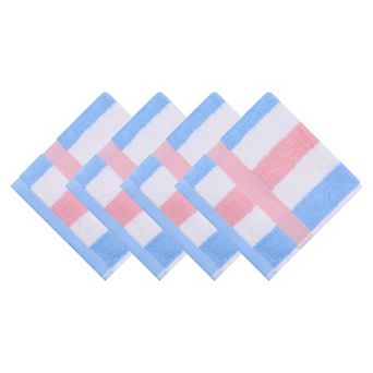 13" x 13" Striped Face Cloths, Soft Absorbent Cotton Washcloths for Showering, Bathroom, Face, Gym