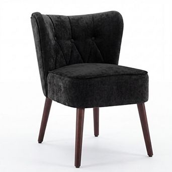 Mid-Century Modern Velvet Accent Chair Wingback, Button Tufted Upholstery, Comfy Thick Cushion