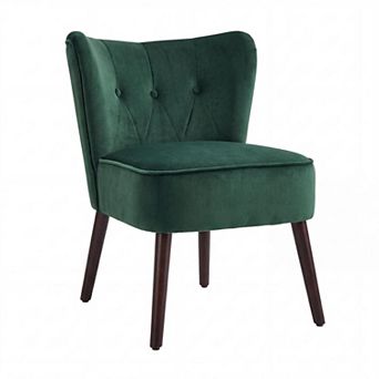 Mid-Century Modern Velvet Accent Chair Wingback, Button Tufted Upholstery, Comfy Thick Cushion