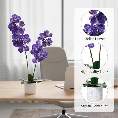 31.5" Faux Orchids Real Touch Dark Purple