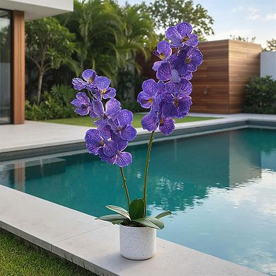 31.5" Faux Orchids Real Touch Dark Purple
