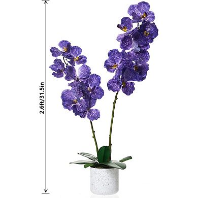 31.5" Faux Orchids Real Touch Dark Purple