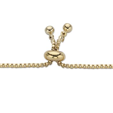 Genuine Agate Simulated Birthstone Beaded Adjustable Bolo Bracelet in Goldtone 8"