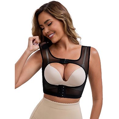 2 Packs Women's Double Front Closure Push-Up Shapewear Wide Straps Band Posture Corrector Tank