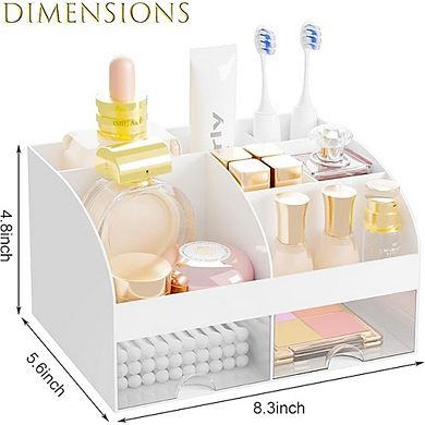 Cosmetic Organizer for Vanity with Brush Holder and Skincare Storage