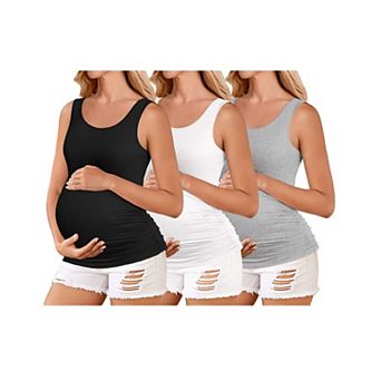 Ekouaer 3 Pack Sleeveless Pre-Pregnancy Basic Shirt Tunic Tank Top for Women Maternity