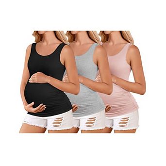 Ekouaer 3 Pack Sleeveless Pre-Pregnancy Basic Shirt Tunic Tank Top for Women Maternity