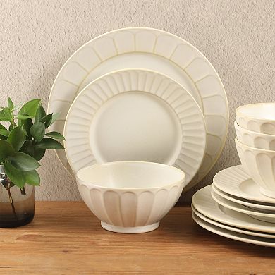 Gibson Elite Winchester Way 12 Piece Embossed Matte Reactive Durable Stoneware Dinnerware Set