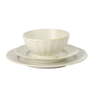 Gibson Elite Winchester Way 12 Piece Embossed Matte Reactive Durable Stoneware Dinnerware Set