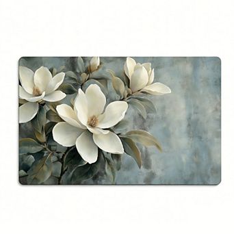 Oil Painting Magnolia Floor Mat, Soft Non-Slip Elegant Floral Mat