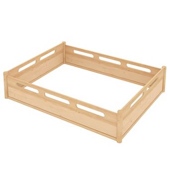 Heybly Queen Size Floor Platform Bed with Guardrails with Slats Support, No Box Spring Needed