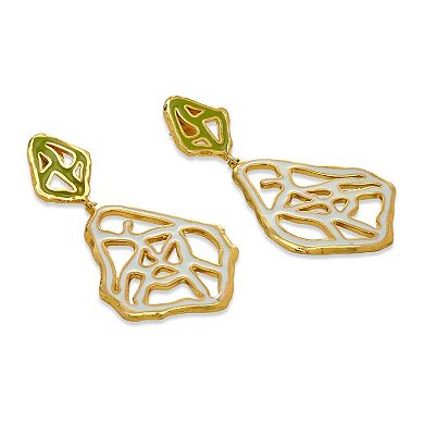 Gold-plated and Pastel Blue-Green Enamel Tala Earrings by Dhwani Bansal
