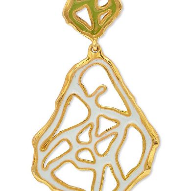 Gold-plated and Pastel Blue-Green Enamel Tala Earrings by Dhwani Bansal