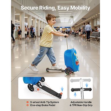 Ride-on Luggage 20-in. Carry-On Scooter Suitcase with Flash Wheels