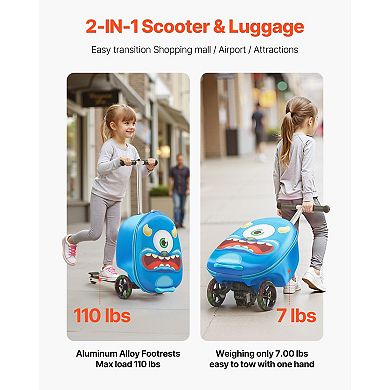 Ride-on Luggage 20-in. Carry-On Scooter Suitcase with Flash Wheels