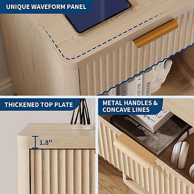 Fluted Farmhouse Night Stand Set of 2