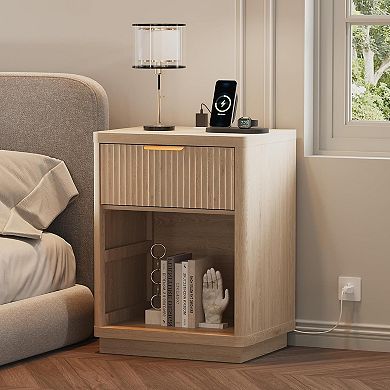 Fluted Farmhouse Night Stand Set of 2