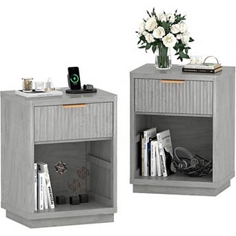 Fluted Farmhouse Night Stand Set of 2