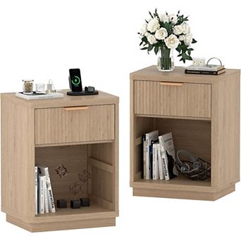 Fluted Farmhouse Night Stand Set of 2