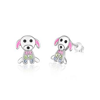 Girls Dog Earrings - Hypoallergenic Kids Earrings with Surgical Titanium Screwbacks