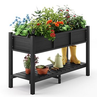 Hearthshire Raised Garden Bed with Legs & Storage Shelf, Outdoor Planter Box Plant Stand