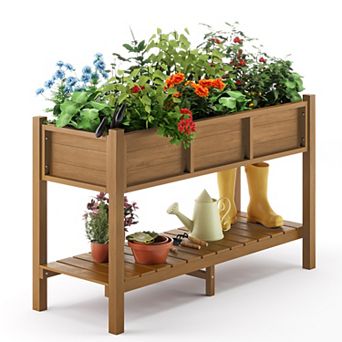 Hearthshire Raised Garden Bed with Legs & Storage Shelf, Outdoor Planter Box Plant Stand