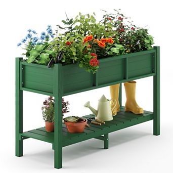 Hearthshire Raised Garden Bed with Legs & Storage Shelf, Outdoor Planter Box Plant Stand