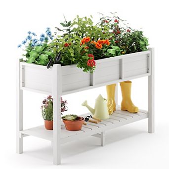 Hearthshire Raised Garden Bed with Legs & Storage Shelf, Outdoor Planter Box Plant Stand