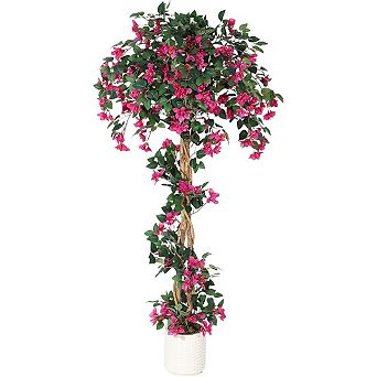 6FT Artificial Bougainvillea Tree in White Pot
