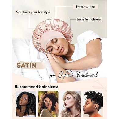 Silk Satin Sleep Cap Adjustable Reversible Double Layered Night Hair Cover