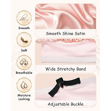Silk Satin Sleep Cap Adjustable Reversible Double Layered Night Hair Cover