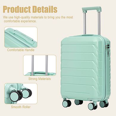 KWPZQEB 20 Inch Silent Wheels Carry on Suitcase with ABS Hard Shell & Compartmental Design
