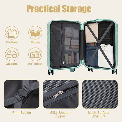 KWPZQEB 20 Inch Silent Wheels Carry on Suitcase with ABS Hard Shell & Compartmental Design