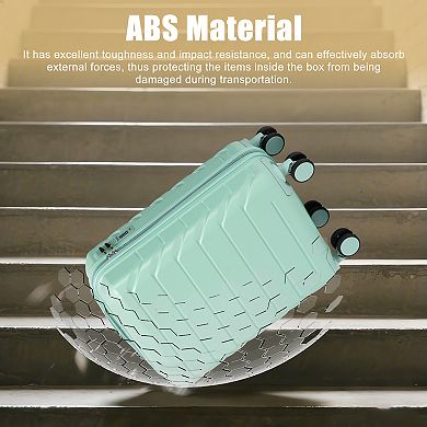 KWPZQEB 20 Inch Silent Wheels Carry on Suitcase with ABS Hard Shell & Compartmental Design