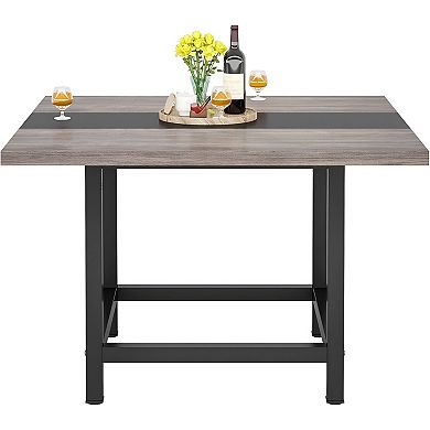 Wood and Metal Dining Table for Small Spaces, Apartments, or Patio Use