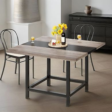 Wood and Metal Dining Table for Small Spaces, Apartments, or Patio Use