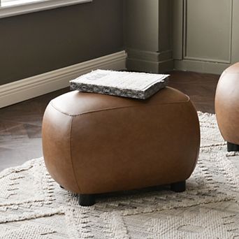 PU Faux Leather Upholstered Footrest Round Ottoman