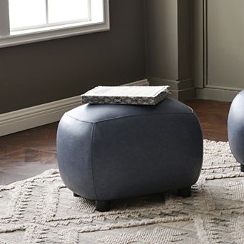 PU Faux Leather Upholstered Footrest Round Ottoman