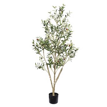 KWPZQEB Artificial Olive Tree in Black Plastic Pot, Real Touch Fake Indoor Plant for Home