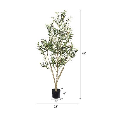 KWPZQEB Artificial Olive Tree in Black Plastic Pot, Real Touch Fake Indoor Plant for Home