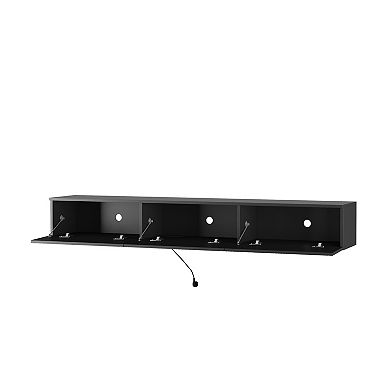 Trikiousd 67" Floating Wall-Mounted TV Stand with 16-Color LEDs for 5565" TVs