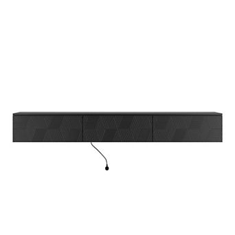 Trikiousd 67" Floating Wall-Mounted TV Stand with 16-Color LEDs for 5565" TVs