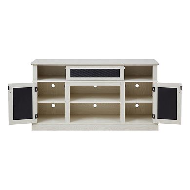 Trikiousd Embossed Pattern TV Stand with Sliding Door & Storage for TVs Up to 65"