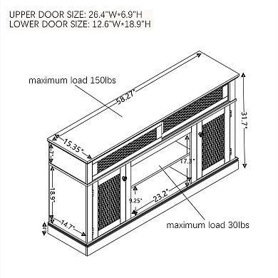 Trikiousd Embossed Pattern TV Stand with Sliding Door & Storage for TVs Up to 65"